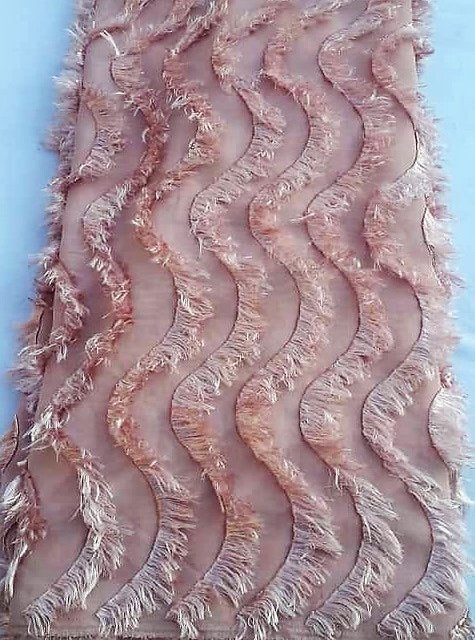 Blush Fabric w/feathers (Sold as a 5 yard piece)