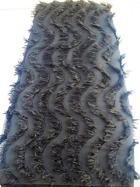 Black Fabric w/feathers (Sold as a 5 yard piece)