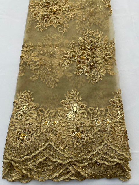 Gold Beaded Lace (Sold as a 3 yard piece)