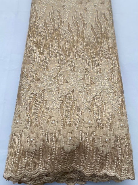 Gold Flowered Tulle (Sold as a 5 yard piece)