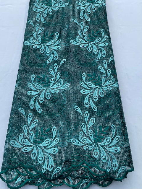 Dark Green w/Light Green Emb Swiss Lace