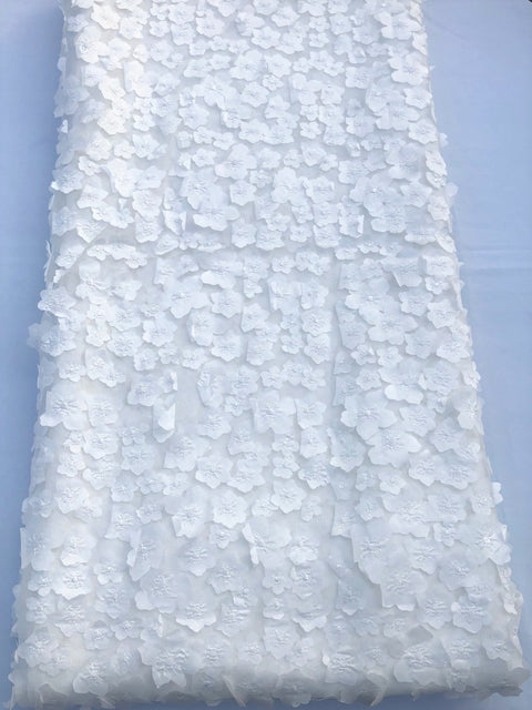 White Tulle w/petals (Sold as a 5 yard piece)