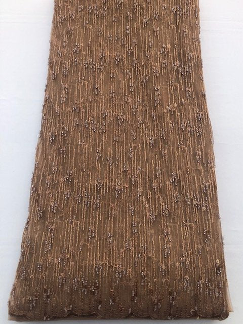 Dark Gold Beaded Tulle (Sold as a 2.5 yard piece)