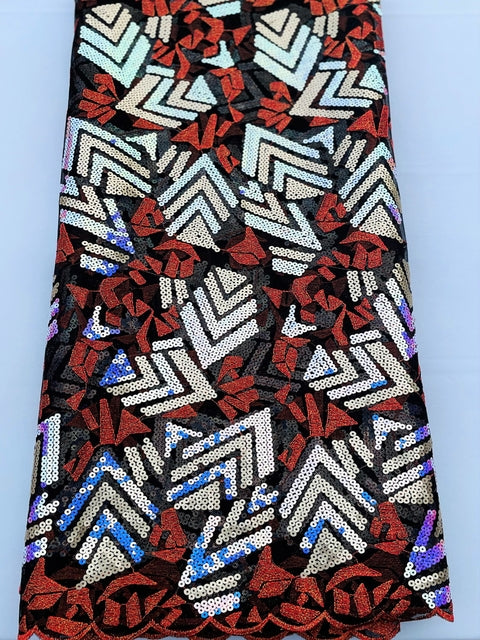 Multi-Coloured Sequined Swiss Lace (Sold as a 5 yard piece)