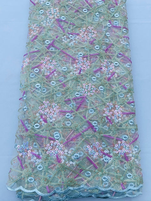 Pale Green Tulle w/Sequins (Sold as a 5 yard piece)