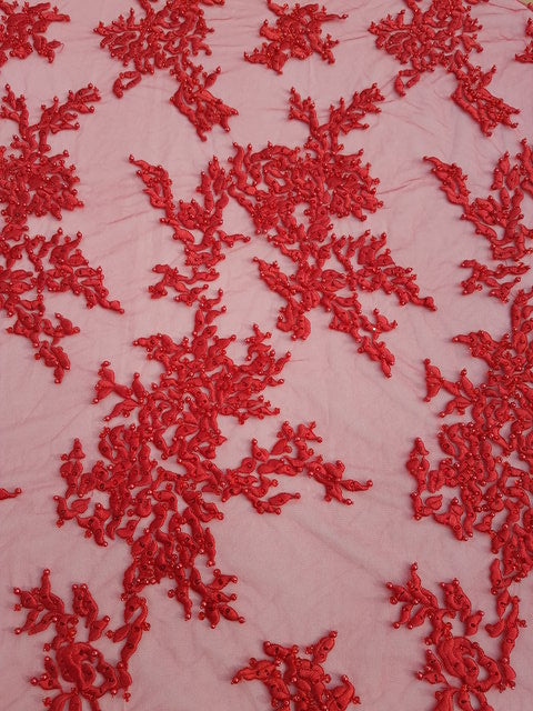 Red Beaded Lace (Sold as a 5 yard piece)