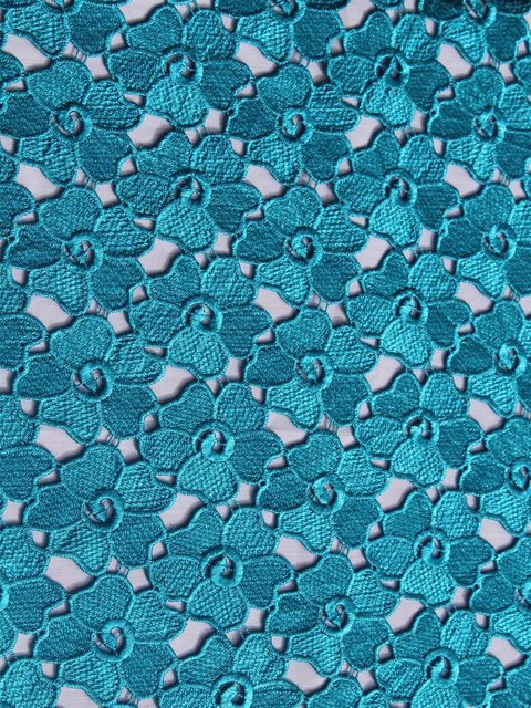 Turquoise Rose Guipure (Sold as a 5 yard piece)