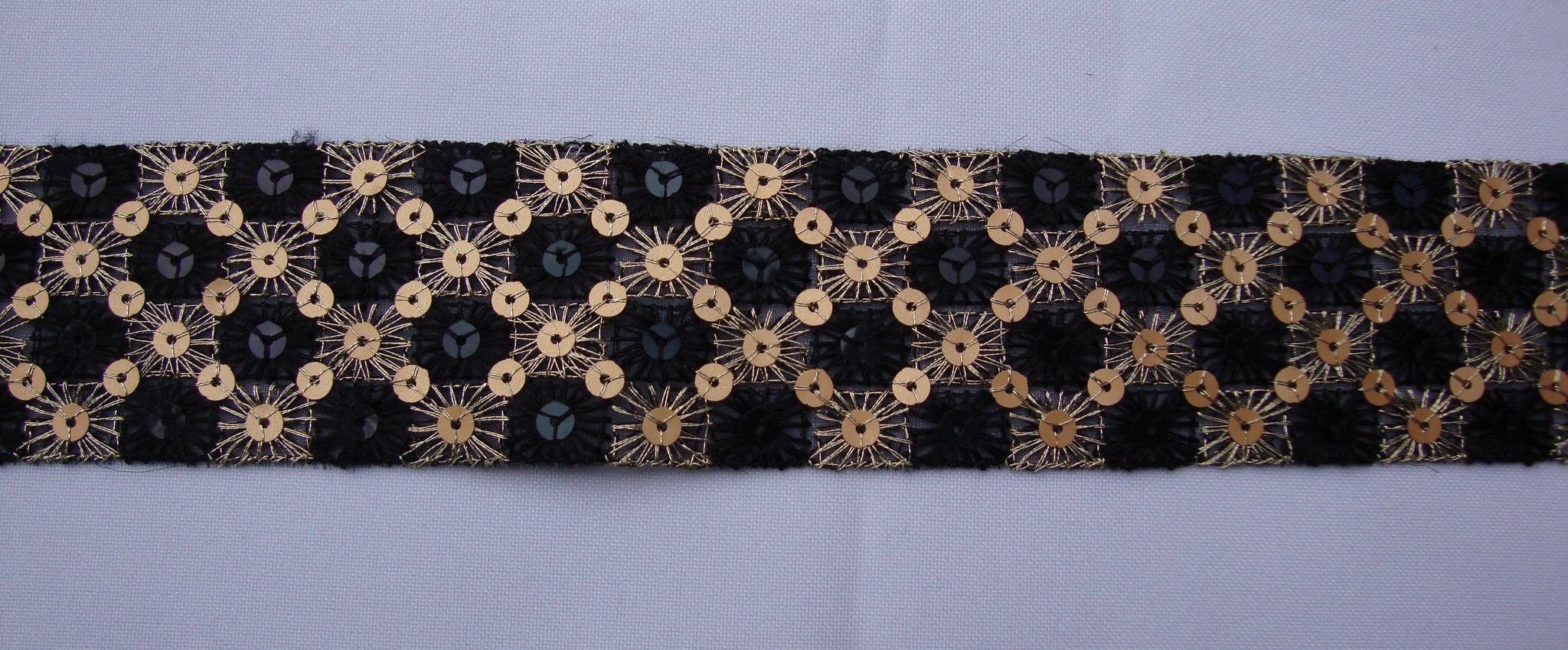 Black & Gold Sequin Trimming (Sold as a 2 yard piece)