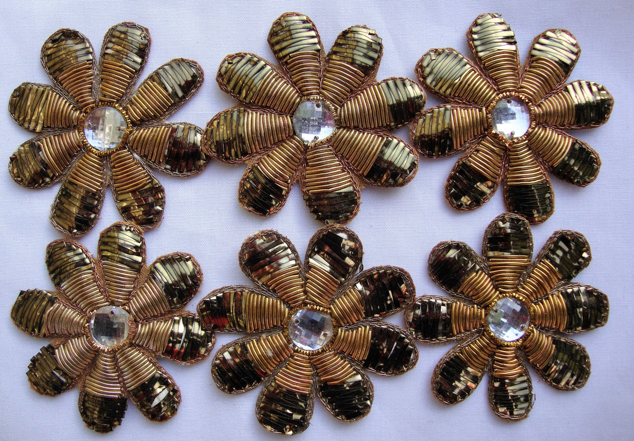 Gold & Bronze Applique with stone (Sold as a pack of 6)