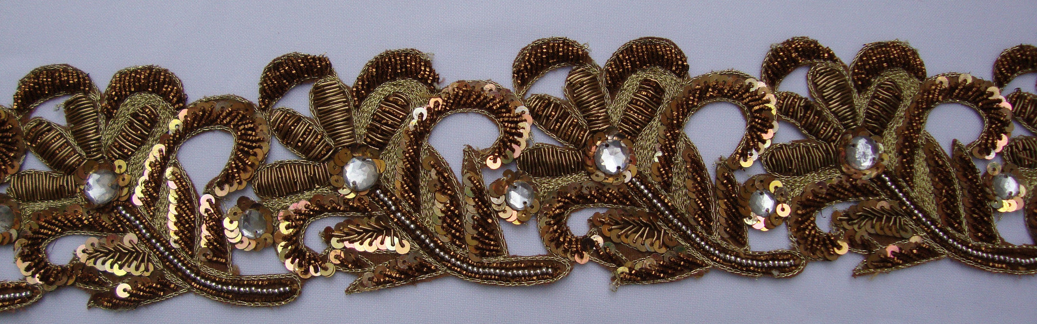 Bronze Trimming with clear stones (Sold as a 2 yard piece)