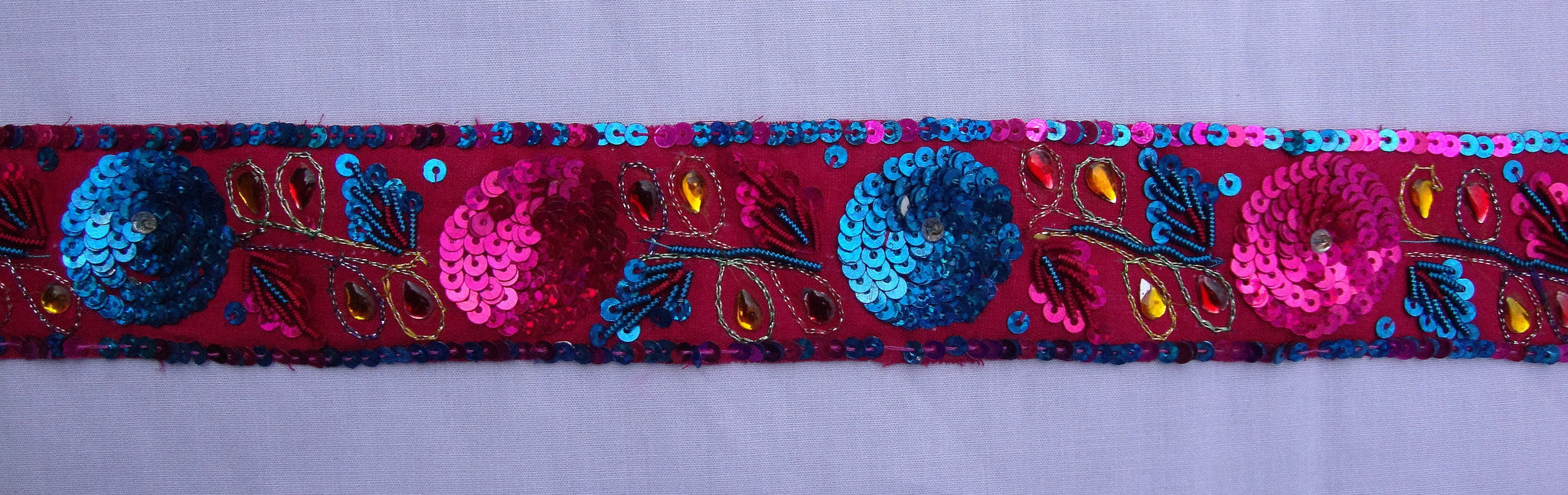 Fuchsia & Turquoise Sequin Trimming (Sold as a 3 yard piece)