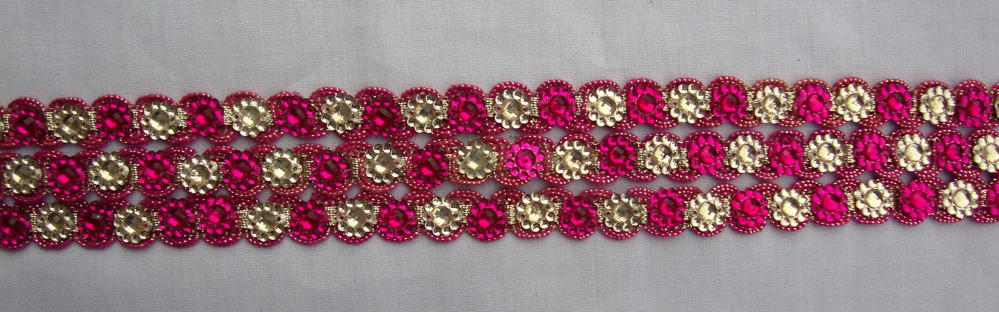 Pink & White Beaded Trimming (Sold as a 3 yard piece)
