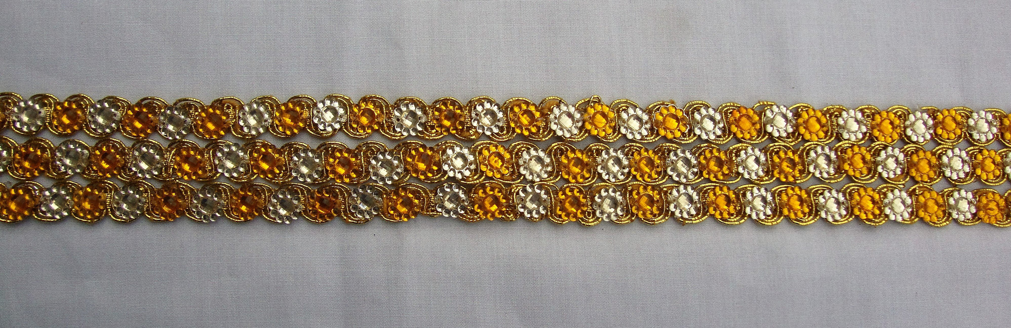Yellow Gold Beaded Trimming (Sold as a 3 yard piece)
