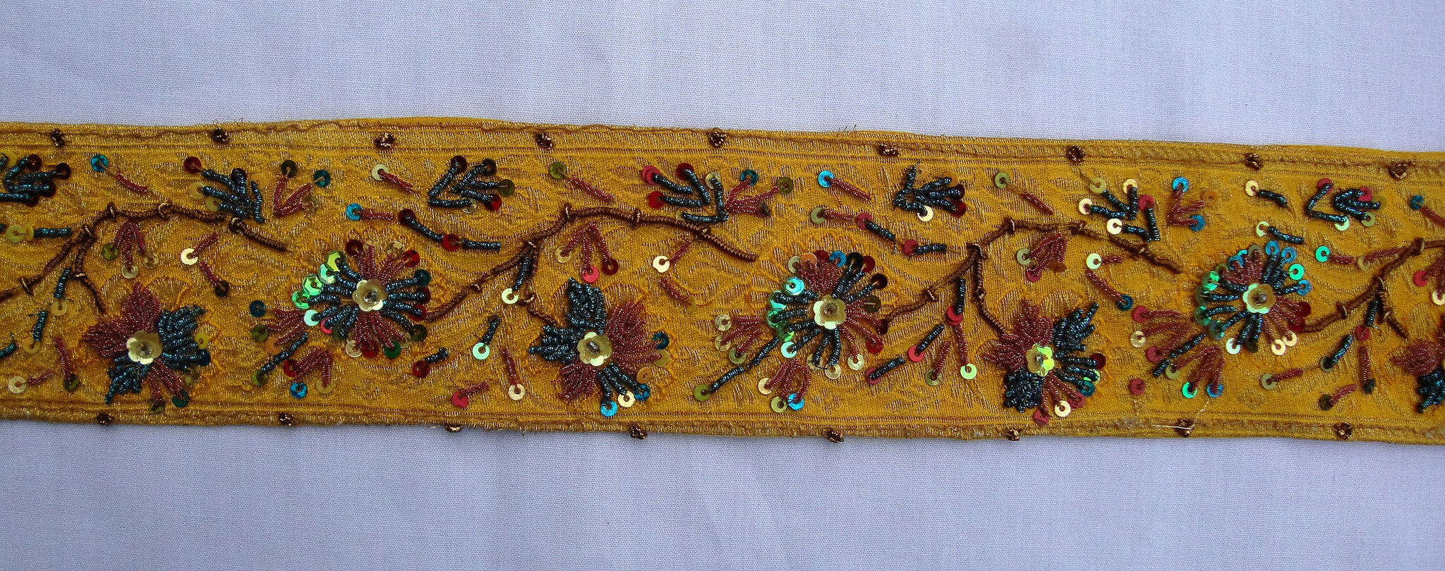 Golden Yellow Embellished Trimming (Sold as a 1.56 yard piece)