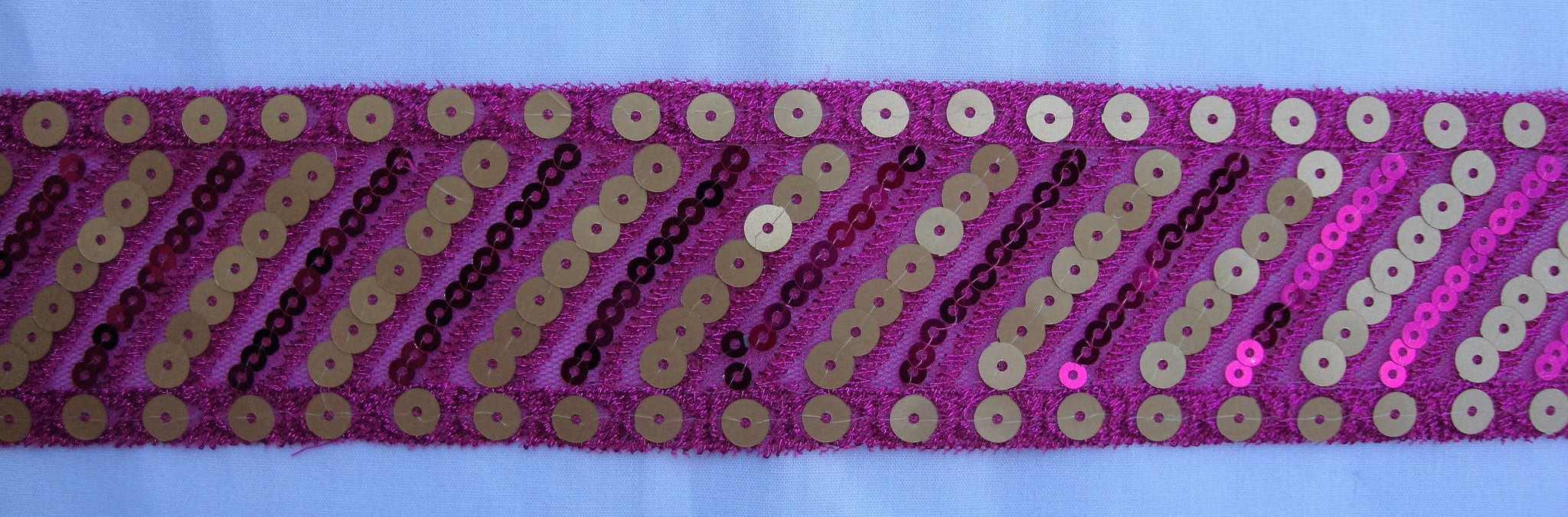 Fuchsia Mesh Trimming with Sequins (Sold as a 3 yard piece)