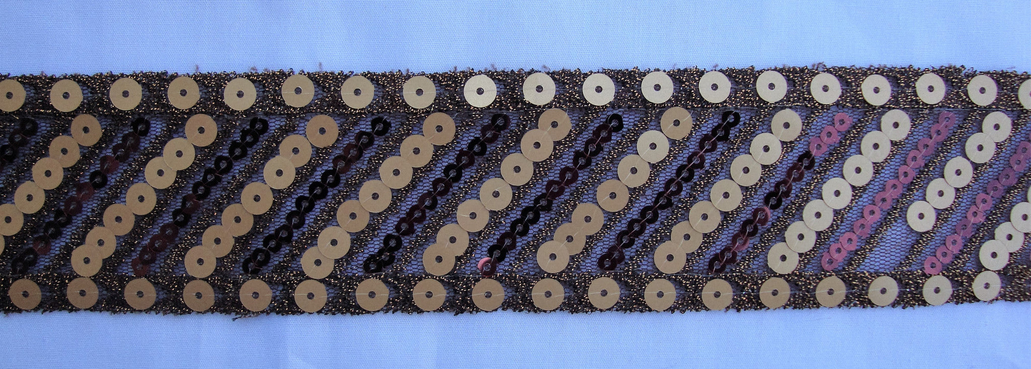 Brown Mesh Trimming with Sequins (Sold as a 3 yard piece)