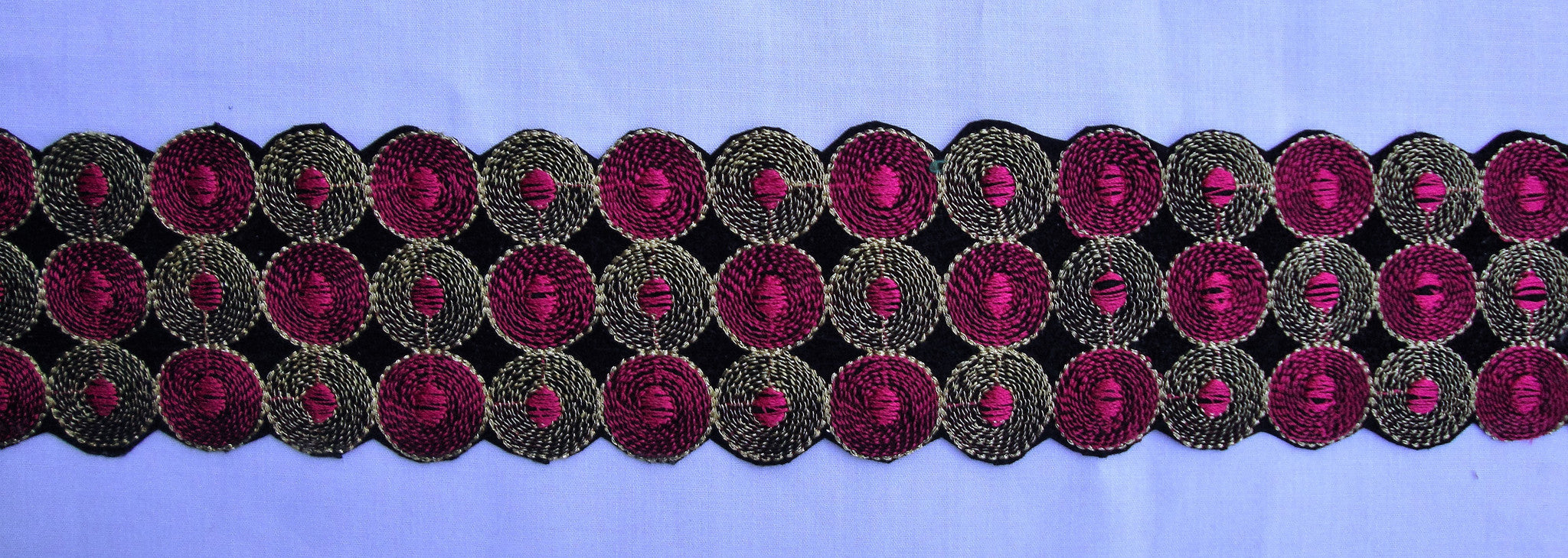 Pink & Gold Embroidered Trimming (Sold as a 2 yard piece)