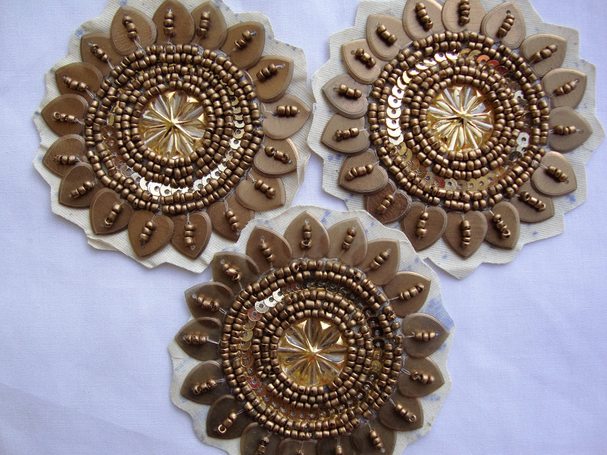 Bronze Applique with Gold Beads (Sold as a pack of 3)