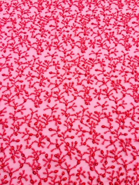 Red Beaded Lace (Sold as a 1.5 yard piece)