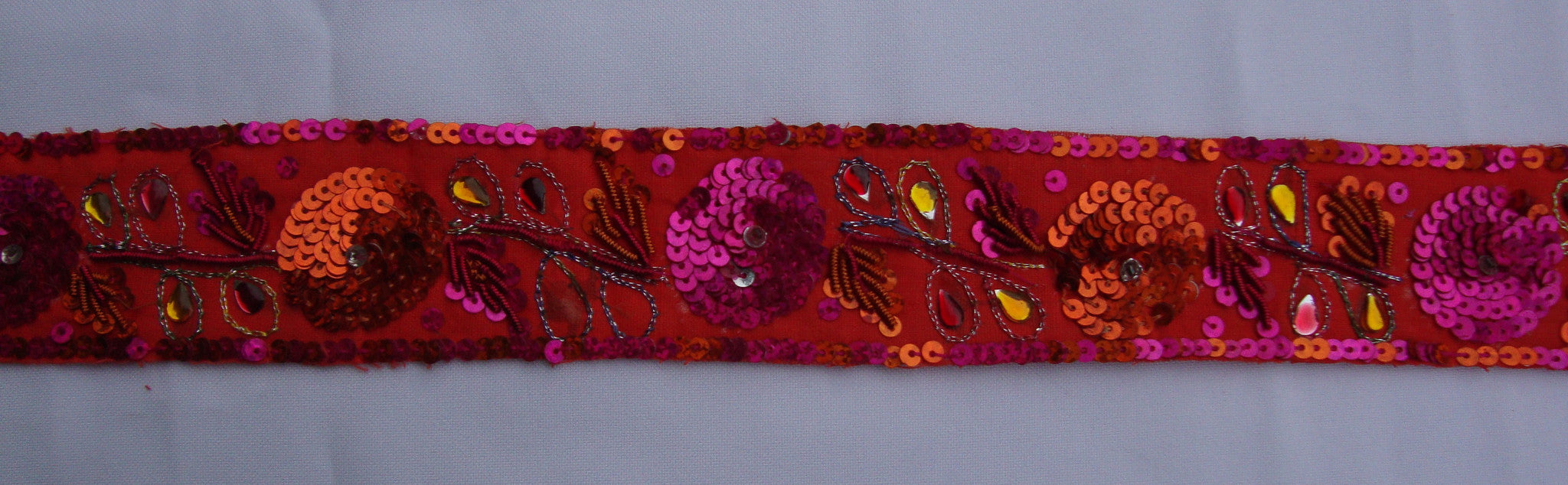 Orange & Fuchsia Sequined Trimming (Sold as a 2.5 yard piece)