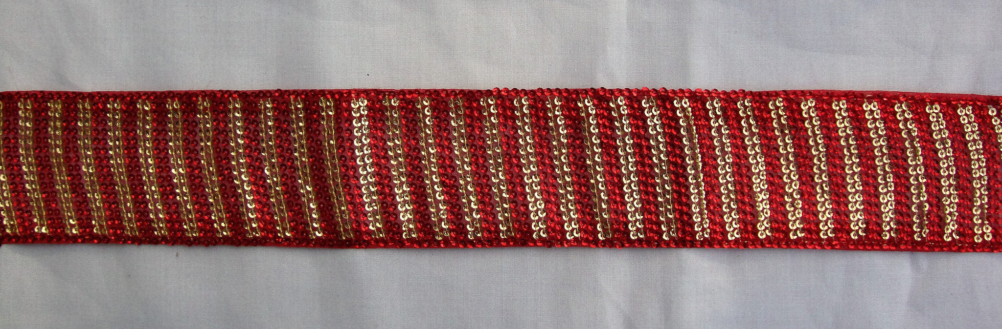 Red Trimming with Sequins (Sold as a 3 yard piece)
