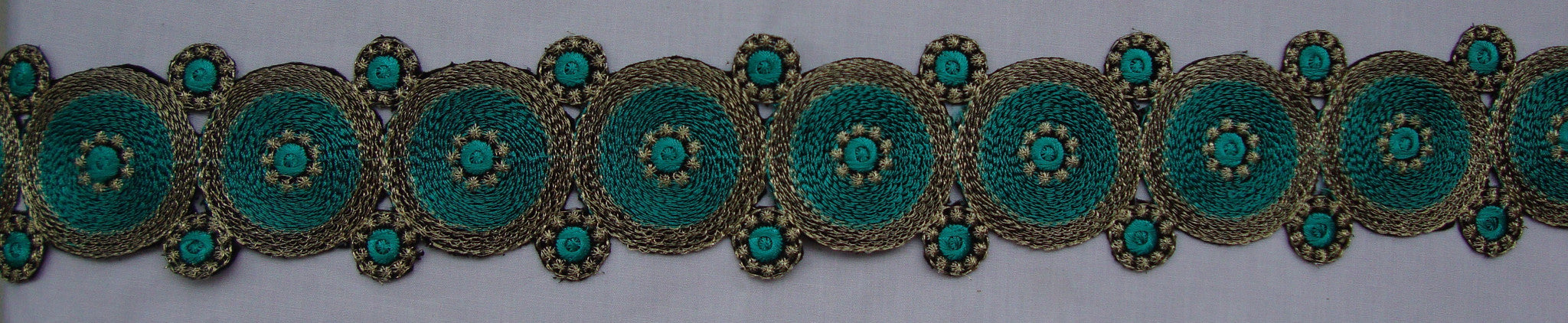 Teal Embroidered Trim (Sold as a 2 yard piece)