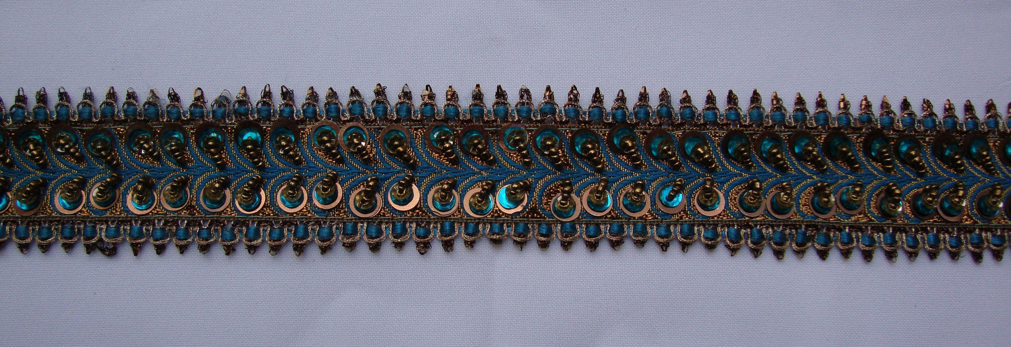 Turquoise & Bronze Trimming (Sold as a 1.58 yard piece)