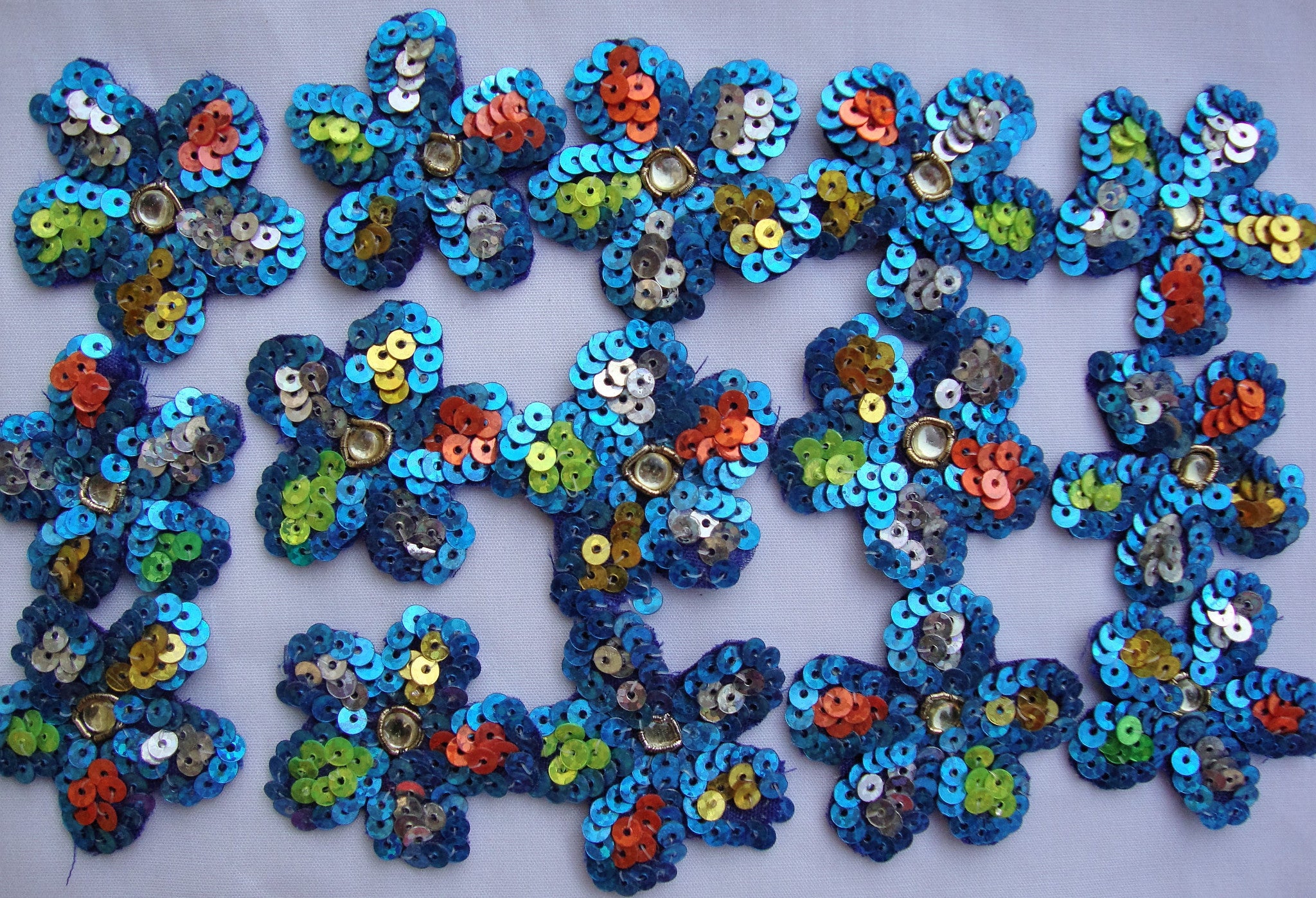 Appliques with Coloured Sequins (Sold as a pack of 15)