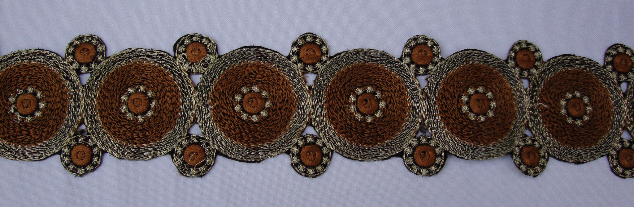 Light Brown Embroidered Trim (Sold as a 2 yard piece)