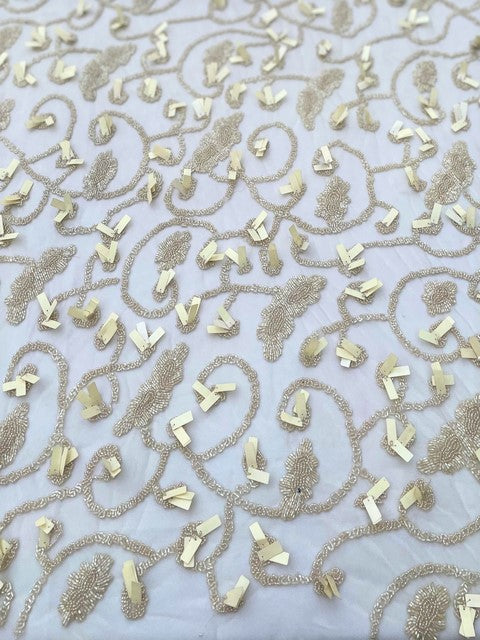 Cream Beaded Lace (Sold as a 1.33yard piece)