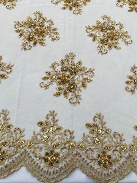 Gold Beaded Lace (Sold as a 3 yard piece)