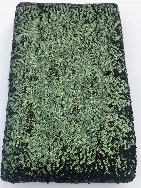 Dark Green Sequined Fabric (Sold as a 5 yard piece)