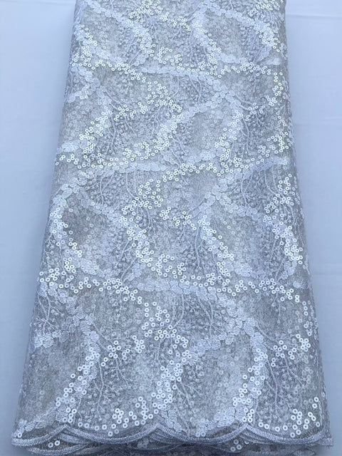 Silver Tulle w/Sequins (Sold as a 5 yard piece)
